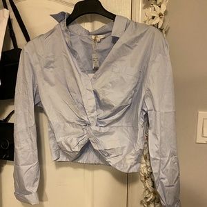 Baby Blue Cropped Dress Shirt